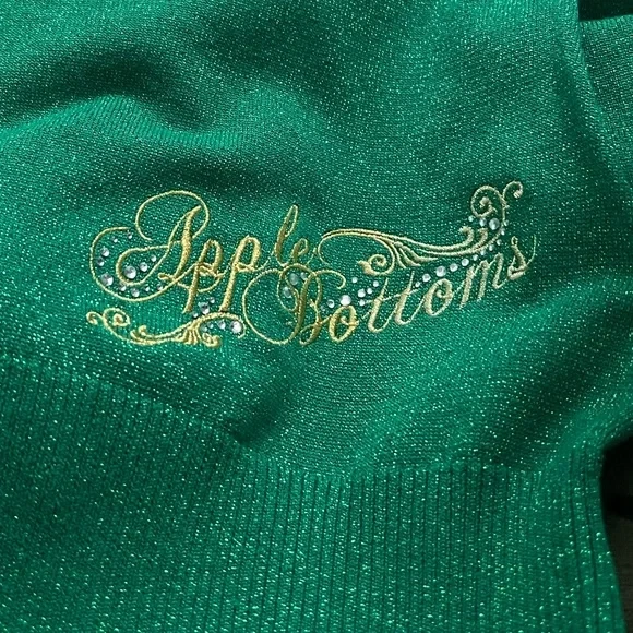 Suéter Apple Bottoms Adornado Brillante Manga Larga Cuello en V Verde Grande Nuevo Foto 3 de 4