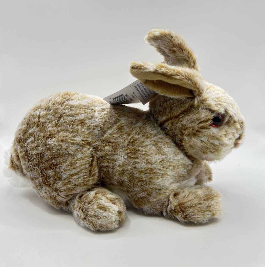 Easter Crouching Bunny Plush Stuffed Animal Toy Realistic Brown Rabbit ...