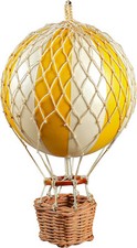 Hot Air Balloon Figurine Model Yellow & White Stripes 6" Hanging Ceiling Decor