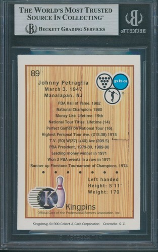 1990 Kingpins Bowling #89 Johnny Petraglia Signed Card Beckett Autograph BAS - Picture 2 of 2