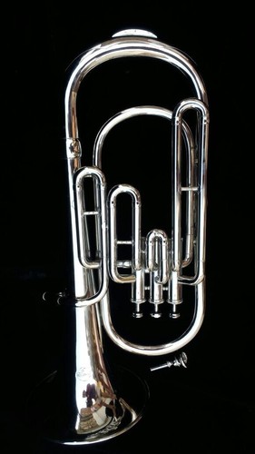 Baritone Marching Band Horn Musical Instrument Silver Chrome Polish - Picture 6 of 16