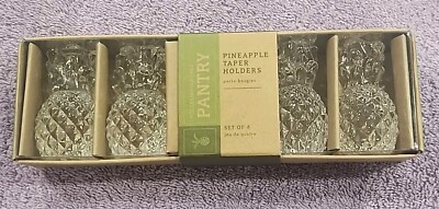 Williams Sonoma Crystal Pineapple Taper Holders  Set 4 Sign Of HospitalityNIB