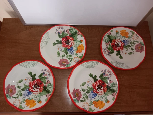 Pioneer Woman Country Garden 8-3/4" Stoneware Salad Dessert Plate, Set Of 4