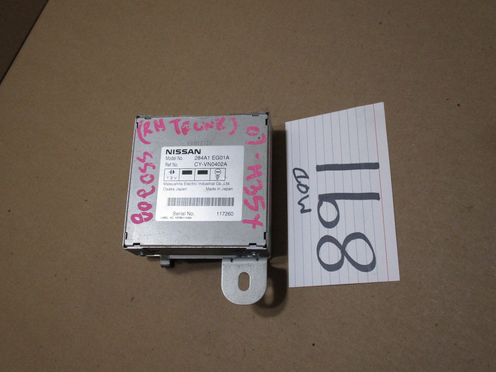 2007 Infiniti M35 Rear Camera Control Module Computer #891-MOD 
