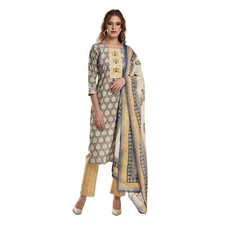 श्रीmati™ Latest Women's Embellished Cotton Kurti and Palazzo Pant with Dupatta