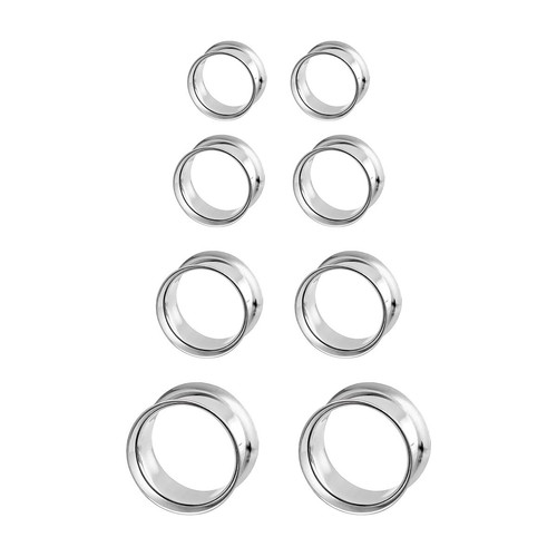 Paire de boucles d'oreilles en acier chirurgical PVD argent double évasement boucles d'oreilles jauges bouchons - Photo 7/108