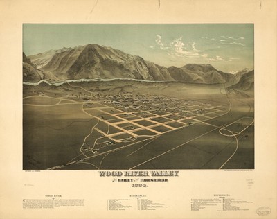 A4 Nachdruck amerikanischer Städte Städte Staaten Karte Wood River Valley Wyoming