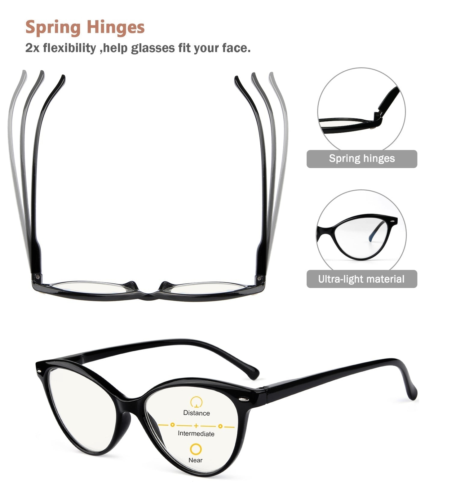 4 Pack Cat Eye Progressive Multifocus Readers - image 3