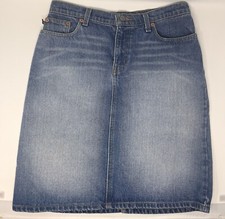 Vintage Y2K Ralph Lauren Polo Denim Jean Knee Skirt Size 4 Waist Light Wash