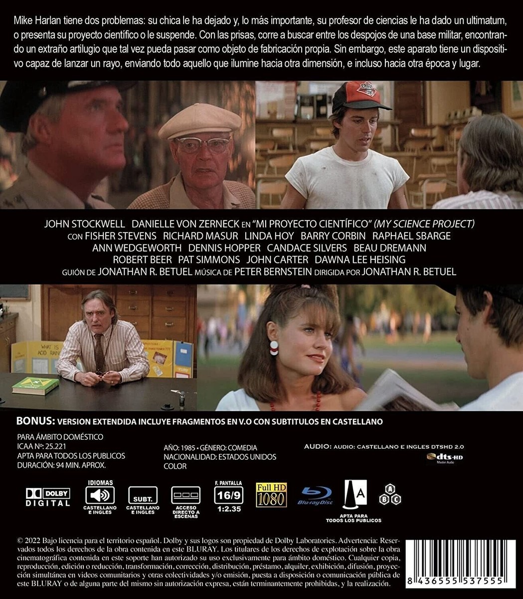 My Science Project (1985) Blu-Ray NEW (Spanish Package has English