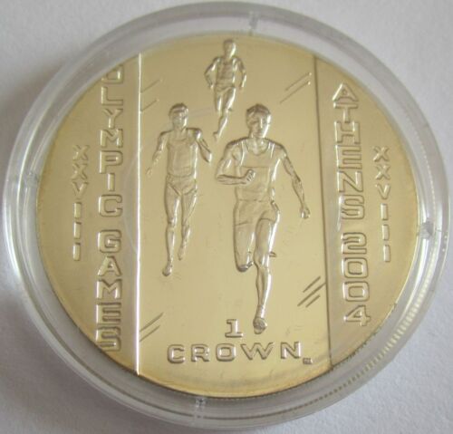 Isle of Man 1 Crown 2003 Olympic Athens Marathon Silver - Picture 1 of 2
