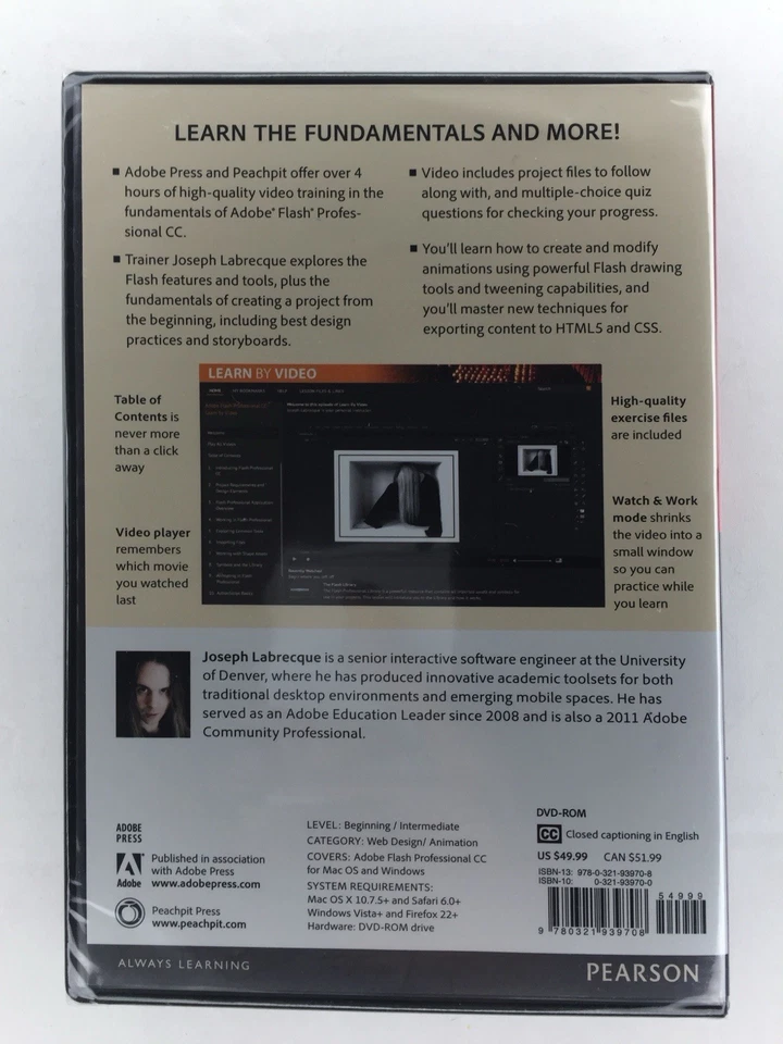Adobe Flash Professional CC: Learn By Video 2014 PC DVD-ROM Brand New OOP - Image 2 of 4