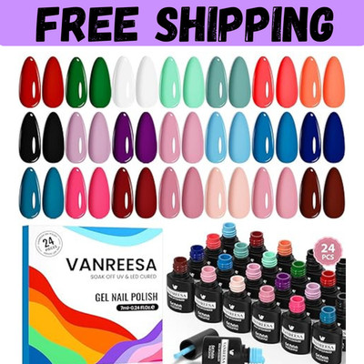 24 Pcs Gel Nail Polish Set 21 Popular Colors Gel Nail Polish Base Coat Glossy &
