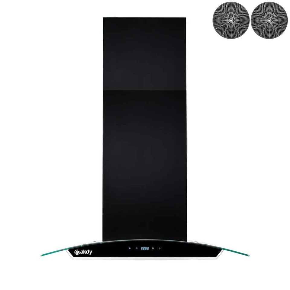 30 pulgadas. Campana extractora de montaje en isla de cocina convertible 343 CFM en Stai pintado negro Foto 3 de 4