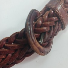 Vintage Argentina Leather Braided Belt Brown. Sz 38. 1" Wide. FLAW READ