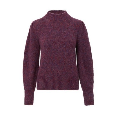 Veronica Beard Komal Pullover Alpaca Mock Neck Puff Shoulder Sweater Burgundy XS