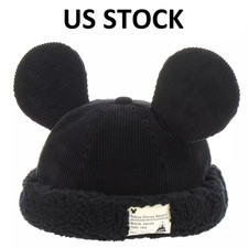 Tokyo Disney Resort Cap Fluffy Black Hat Mickey Ears Japan【US STOCK】