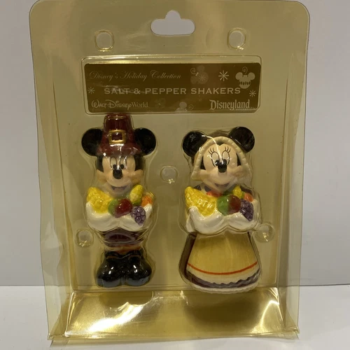 Disney Holiday Salt Pepper Shakers Thanksgiving Mickey Minnie Read