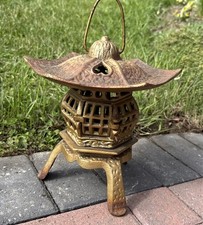 Large Vintage Hanging Table Japanese Pagoda Iron Garden Lantern Tea light Holder