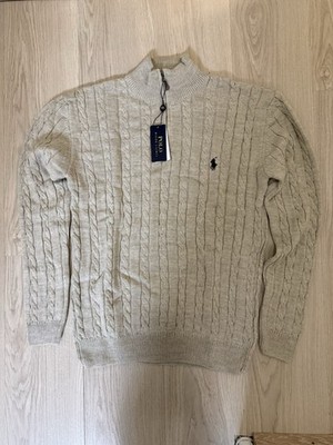 Ralph Lauren Rollkragenpullover Zopfmuster Beige Gr. L