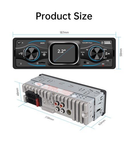 Single 1DIN Car Stereo MP3 Radio Head Unit FM USB Audio IN-Dash Bluetooth TYPE-C - Picture 10 of 11