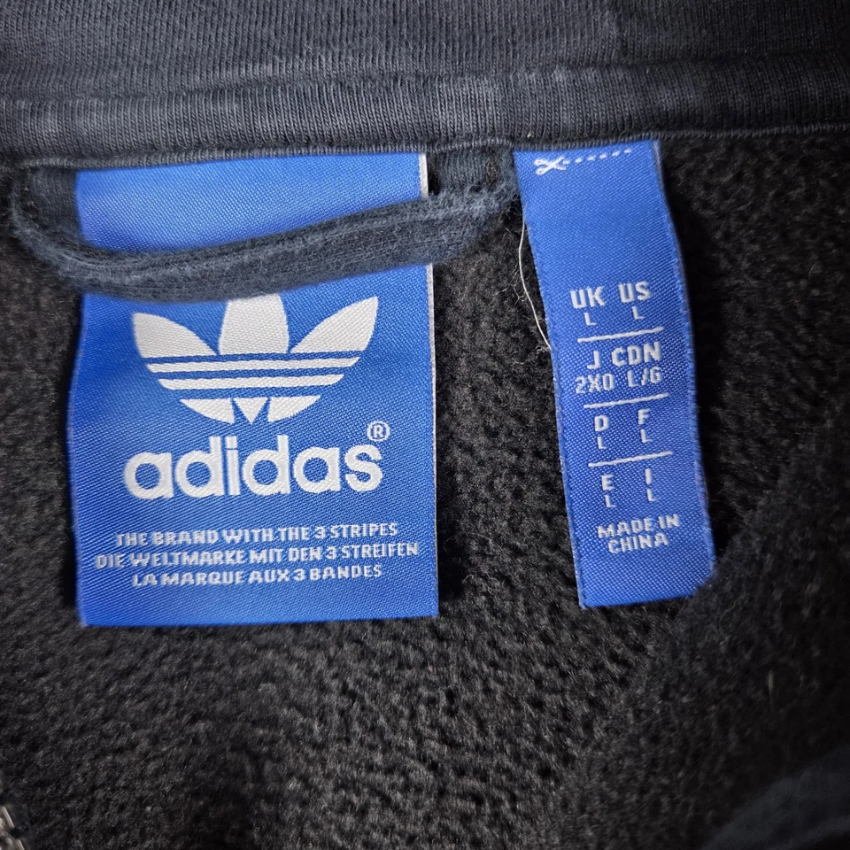 Adidas Trefoil Full Zip Hoodie Men's L Black Red Sports Streetwear Cotton Blend - Image 3 of 4