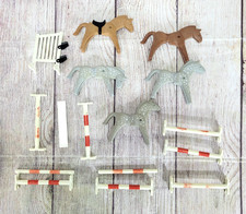 Vintage Playmobil Equestrian Horses Lot Of (5) + Jumps (incomplete)
