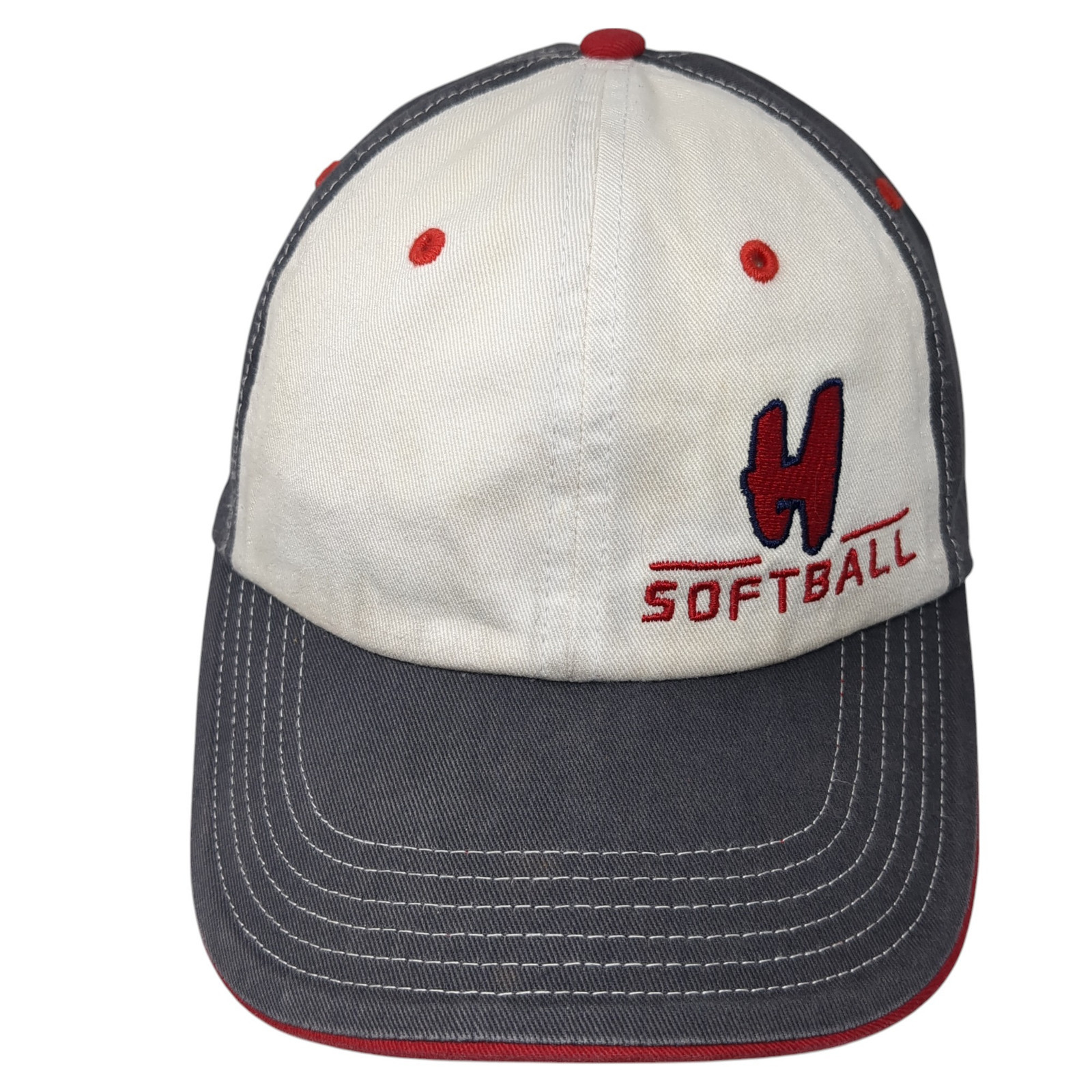 H Softball Strapback Hat Gray Large Adjustable Em… - image 1