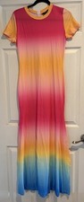 Women's Size M Maxi Dress Bright Form Fitting Bodycon - A0100