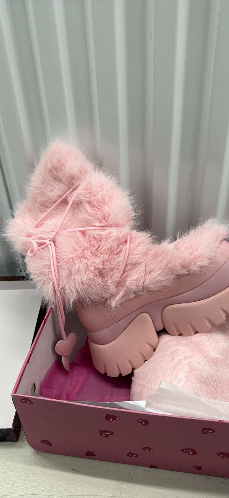 Koi Footwear Kawaii Sasquatch Pink Fluff Faux Fur Platform Lace-Up Boots 9 image 3
