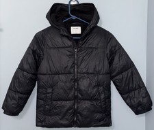 Old Navy Girls Medium 8 Puffer Winter Coat Black Zip Hooded