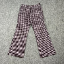 Montgomery Ward Pants Womens 24 Vintage 70s Geometric Flare Leg Red Blue White