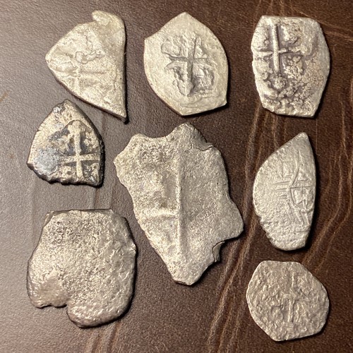 Reales Cob Spanish Treasure Silver Coin LOT of 8 - Appx 18.5 Grams #500
