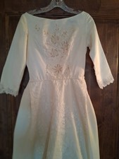 1960's Vintage wedding dress with embroidery  bead work. Includes under skirt.