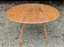 BEAUTIFUL RECLAIMED AND POLISHED ERCOL 1950'S DROP LEAF DINING TABLE MODEL 384.