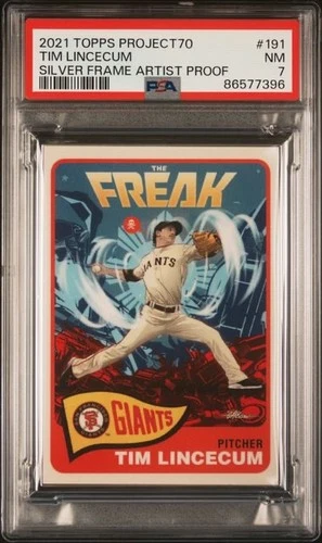 TIM LINCECUM * A/P ARTIST PROOF /51 * 2021 TOPPS PROJECT 70 x QUICCS * PSA * 191