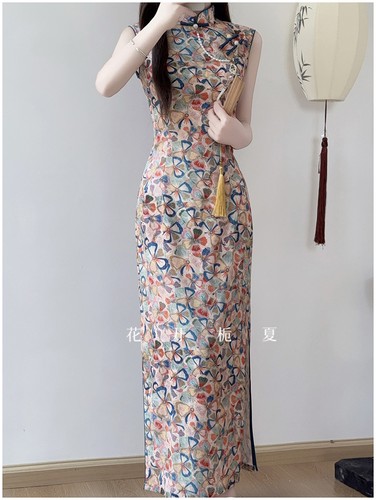 Vestido Retro Sin Mangas Cheongsam Qipao 2025 Verano Mujer Calce Ajustado Vestidos de Fiesta - Imagen 23 de 24