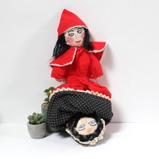 Poupée réversible Chaperon Rouge faite main vintage art populaire