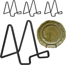 4 Pack 4 Inch Black Metal Display Stands Square Plate Holder Display Stand Frame