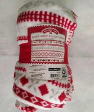 Holiday Time Super Soft Plush Throw 50 x 60 Red White Blanket Christmas Sweater