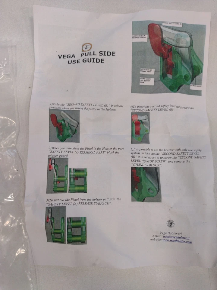 全新 Vega Glock 17 19 9 毫米枪套 3 级任务皮革皮套警察意大利制造 — 第 4/4 张图片