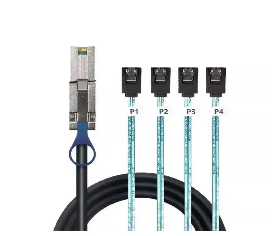 New Cable Mini SAS 26P SFF 8088 Male to 4 x SATA 7 Pin 3.3ft Latch Cable Top 1m - Image 4 of 4