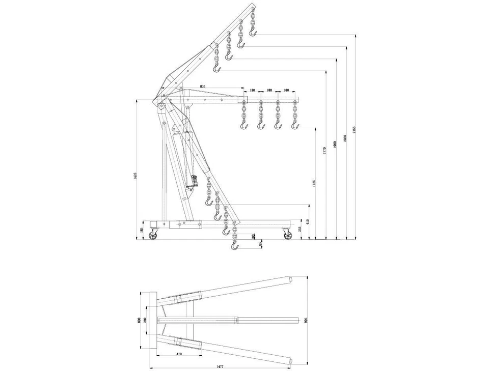 Mechanics 1 Ton Professional Folding Engine Crane Hoist Lift - Image 3 of 3