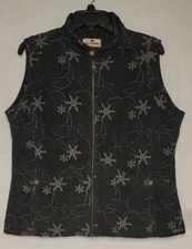Woolrich Embroidered Snowflake Gray Corduroy Zip Up Vest Size Womens Medium