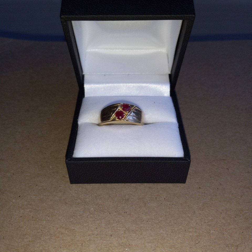 14K Yellow Gold Men's Generally Ruby Ring Total Carrot 0.50 Size 8 Use
