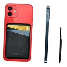  Leather Phone Card Holder for Back of Phone, Credit Card Case Stick on Black