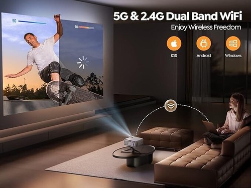 YABER U5 Mini Projector with 5G WiFi Mini Portable Outdoor Projector bundle - Picture 4 of 6
