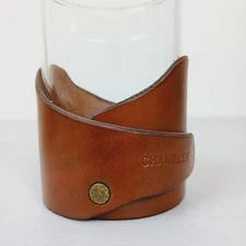 Whisky Rock Glass Tumbler w/ Leather Wrap Holster Lowball Old Fashioned Barware