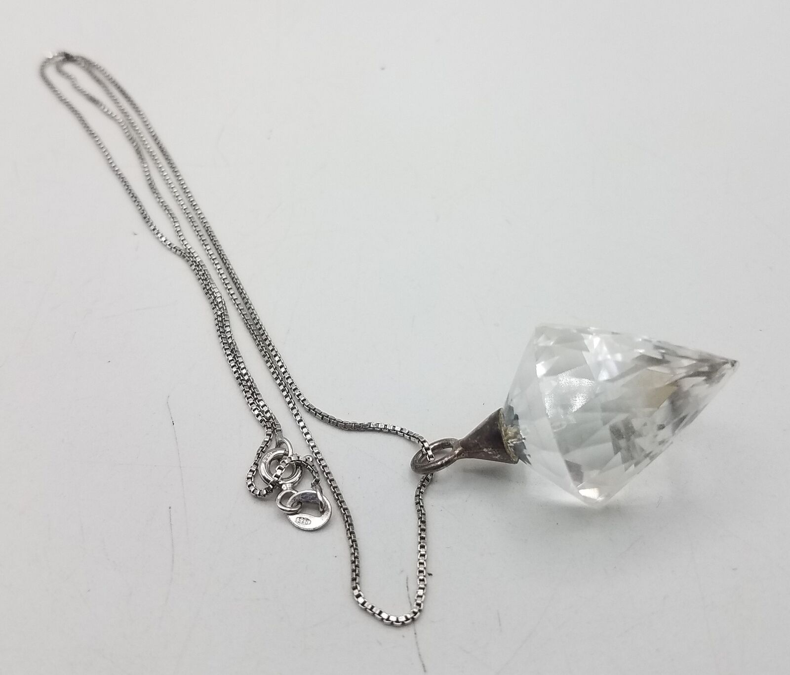 925 Silver & Clear Quartz Point Pendant Necklace … - image 4