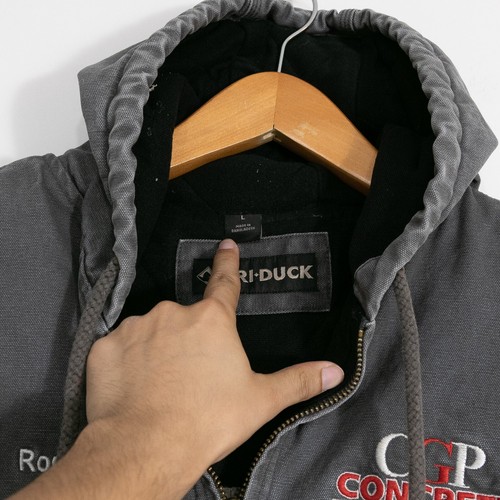 Vintage Dri Duck Hooded Canvas Jacket Mens Large - Distressed Sunfaded Workwear - Picture 6 of 12